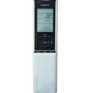 Télécommande Hitachi avec écran numérique LCD et boutons ergonomiques pour contrôle précis.